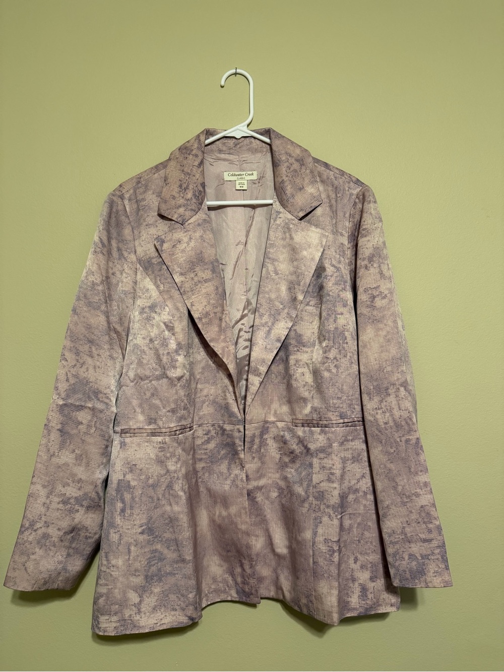 Coldwater Creek Classic Size 18 Metallic Lavender Jacquard Blazer Jacket NWOT